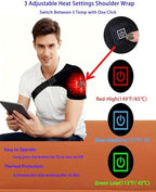 Electric Shoulder Heating Pad Wrap| 3 Adjustable Heat Settings Heated Shoulder Wrap for Pain Relief | Cordless USB Powered Hot Therapy Pad for Rotator Cuff, Men and Women (No Power Bank)