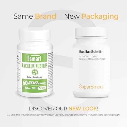Supersmart - Bacillus Subtilis 3 Billion CFU per Day (High Potency) - Spore Probiotic Supplement | Non-GMO & Gluten Free - 60 DR Capsules