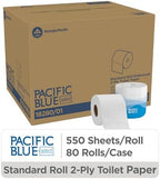 Pacific Blue Select Standard Roll 2-Ply Embossed Toilet Paper by GP PRO (Georgia-Pacific), 18280/01, 550 Sheet Per Roll, 80 Rolls Per Case