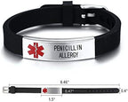 Medical Alert Customized ID Bracelet Free Custom Engraving Personalized Gift Adjustable Wristband for Men Women in Emergency First Aid