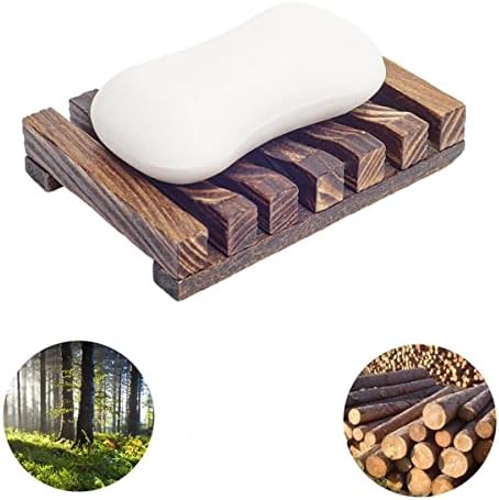 6 Pieces Wooden Soap Dish, Self Draining Soap Dish Holder Natural Drain Soap Saver, Soap Tray for Shower Used for Bathroom, Kitchen