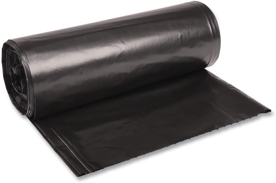 Boardwalk BWK523 Super Extra-Heavy Repro Can Liner, 38" x 58", 1.6 Mil, 60gal, Black, 10 Bags per Roll (Case of 10 Rolls)