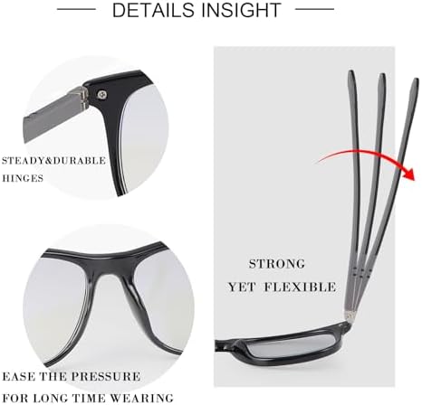 Blue Light Blocking Glasses Spring Hinge Photochromic Transition Sunglasses for Men Women Sun Color Changing Gaming Computer Blue Blockers Eyeglasses UV Protection Anti Glare Full Rim Eyewear