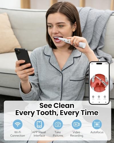 Visual Plaque Remover for Teeth with 2MP HD Camera, Wifi Ultrasonic Tooth Cleaner with App for Real-Time View, Professional Teeth Cleaning Kit, Electric Tartar Remover, Safe for Gums, IPX7, 3 Modes