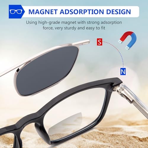 DEHOTRE Progressive Multifocal Reading Sunglasses Men No Line Bifocal Sun Readers with Core Wire Zero Top Spring Hinge UV400
