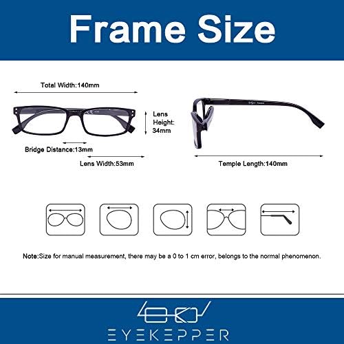 Eyekepper Reading Glasses Women - 4 Pack Comfort Readers Men（Black）