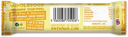 Nakd Bars, Lemon Drizzle Raw Fruit and Nuts, Gluten Free, 18 Count