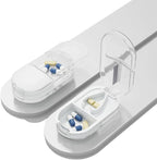 Daily Pill Organizer Splitter, Small Pill Box Container, Cut Pills in 1/2, 1/4 with 2 Compartment Vitamin Tablet Case Dispenser for Medicine, Medication, Fish Oil, Supplement, Capsule, Clear