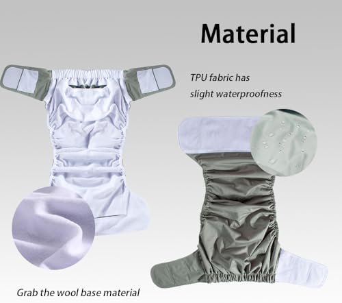 3 Pack Adult Cloth Diapers, Reusable Diaper Underwear, Washable, Elderly Care Protective Diaper, Adjustable Waist Circumference for Both Men and Women Black,XL