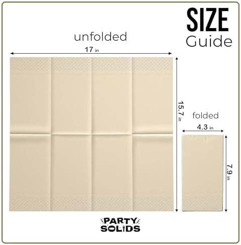 Party Solids Ivory Dinner Napkins Disposable 8" x 4" Folded - 40 Pcs 2 Ply Ivory Napkins Disposable Paper Guest Towels for Bathrooms, Dinners, Everyday Parties & Party Supplies
