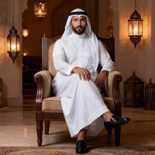 Men's Thobe Muslim Clothes Long Sleeve Middle East Saudi Kaftan Islamic Abaya Dubai Arab Robe