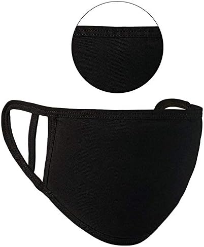 Trimming Shop Kids Face Mask Reusable Washable Face Covering for Children 2 Ply Face Mask, Cotton Face Mask Breathable Safety Mask Protection from Pollution, Black, 14cm x 10cm, 10pcs