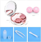 Cute Contact Lens Case Portable Travel Box with Mirror Tweezers Remover Tool Solution Bottle for Office and Outdoor