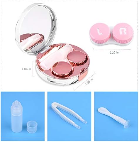Cute Contact Lens Case Portable Travel Box with Mirror Tweezers Remover Tool Solution Bottle for Office and Outdoor