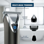 WAHL USA Stainless Steel Lithium Ion 2.0+ Slate Beard Trimmer for Men - Electric Shaver, Nose Ear Trimmer, Rechargeable All in One Men's Grooming Kit - Model 9864