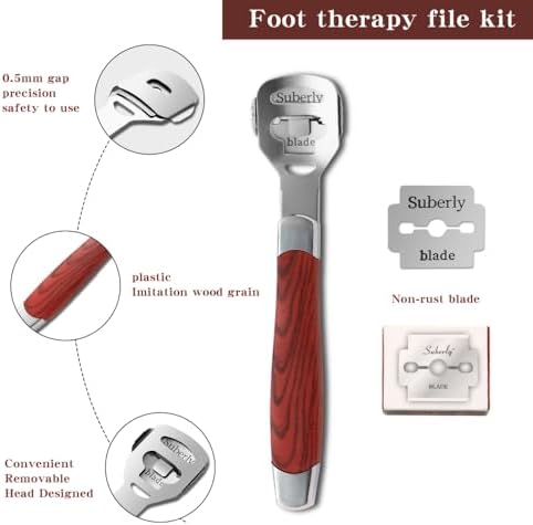 2 Pack Pedicure Callus Shaver Set - Stainless Steel Foot File Callus Remover with 20pcs Blades and Plastic Handle,Foot Care Pedicure,Foot Callus Shaver Hard Skin Remover