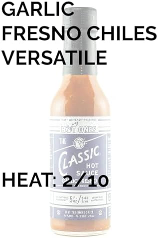 Hot Ones The Classic Garlic Fresno Edition Hot Sauce Made With Natural Ingredients & Bold Flavors From Fresno Chile Peppers & Extra Garlic, 5 fl oz Bottle (3-Pack)