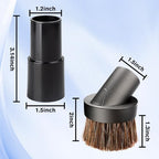 Round Soft Horse Hair Vacuum Brush Attachment For Shark Vacuum Brush Attachment With 1-1/4" to 1-3/8" Hose Adapter, Vacuum Attachments & Brushes For Shark Vacuum Attachments, Deep Car Upholstery & Nar