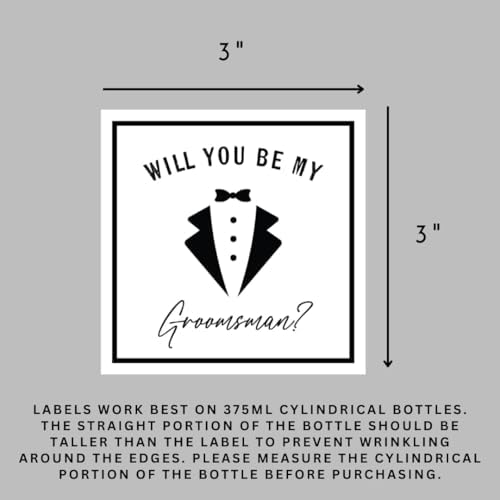 Groomsman Proposal Labels for Whiskey Bottles, Best Man Gift, Set of 6 (Small Whiskey/Beer 3x3)