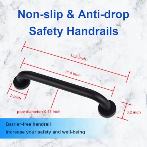 12'' Grab Handle Railing Wall Railing for Elderly Handrail Grab Rail Stainless Steel Pipe Hand Rail Safety Handle Bar Banister Rail Indoor & Outdoor Grab Bar