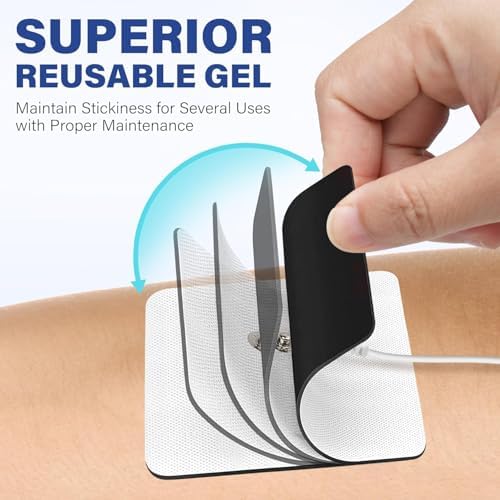 TENS Unit Electrode Pads, 20PCS 2"x2" Adhesive Electrodes Pads, TENS Unit Pads Replacement with Plug 2.0 mm for TENS Machine, Reusable and Latex-Free