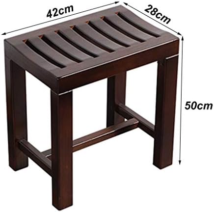 Waterproof Bathroom Stool for Elderly Bath Chair Wood Shower Bench Adult Non-Slip Wooden Shower seat Bathtub Spa Change Shoes Stool, 250KG Capacity (Size : 42×28×50cm)