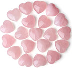 10 PCS Rose Quartz Crystals Heart Decor Stones Thick Polished Cute Mini Pocket Stones Hand Carved Palm Gemstones Set Bulk Wholesale Pink Gift Reiki Energy Balancing Meditation Valentine's Day Gift Decor for women