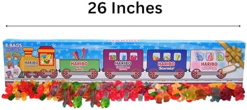 Haribo Holiday Train Assorted Gummy Bears & Candy, Holiday Candy Gift, Stocking Stuffer Gift, 8 Bags Included, 32 Ounces
