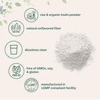 Micro Ingredients Organic Inulin FOS Fiber Powder, 1.1 lb | Quick Water-Soluble Prebiotic | Natural Unflavored Fiber for Yogurt, Smoothies, & Drinks | Vegan Friendly, Dissolves Clear, Non-GMO