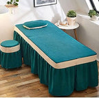 KKLT 4 Sets Cotton Beauty Bedspreads,Soft Breathable Massage Table Sheet Set Salon Bed Cover Massage Table Skirt for Massage Tables-The Lake is Blue 185x70cm(73x28inch)