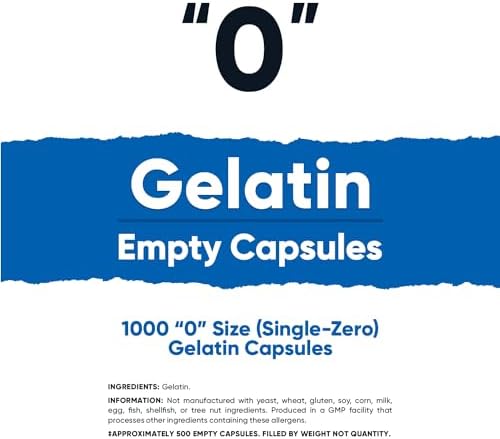 Nutricost Empty Capsules Gelatin Size (0) - 1,000 Clear Empty Gel Capsules - Kosher, Non-GMO, Soy Free, Gluten Free, GMP Compliant