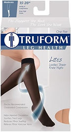 Truform Sheer Compression Stockings, 15-20 mmHg, Women's Knee High Length, 20 Denier, Beige, Large