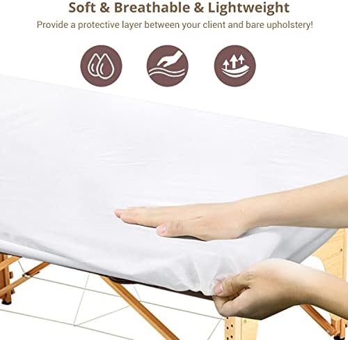 25PCS 84x35in Disposable Fitted Massage Table Sheets with Elastic, Breathable Disposable Massage Table Cover, Non Woven Fabric Spa Bed Covers, Single Use for Beauty Salon Wax Tattoo Facial Lash Bed