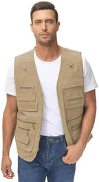 Lentta Men's Fishing Vest Summer Outdoor Lightweight Work Photo Vest 16 Pockets