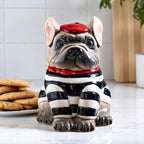Pacific Giftware Le French Bulldog Cookie Jar, Ceramic, Black and White Striped Shirt, Kitchen Decor, Storage Accessory