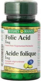 Nature's Bounty Folic Acid 1 mg 150 Tablets (Packaging May Vary)