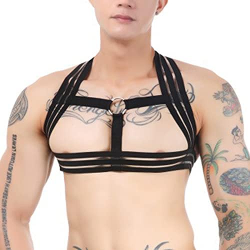 Mens Harness Belt Nylon Elastic Body Shoulder Strap Sexy Halter Club Wear Cosplay Costume