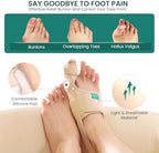 Welnove Bunion Corrector Women & Men Big Toe: 1 Pair Bunion Splint - Adjustable Bunion Correction - Toe Straightener with Non-slip Strap, Day Night Support (Beige) - With 2 Gel Separators