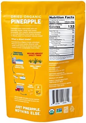 Mavuno Harvest Pineapple Dried Fruit Snacks | Organic Dried Pineapple Chunks | Gluten Free Healthy Snacks for Kids and Adults | No Sugar Added, Vegan, Non GMO, Direct Trade | 1 Pound Resealable Bag