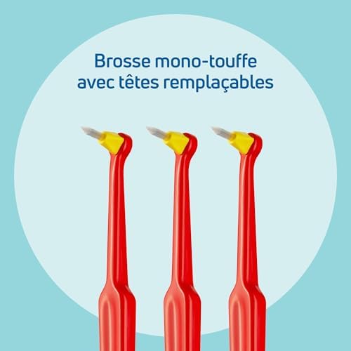 TePe Interspace Angled Soft Toothbrush for Braces with Single-End Tuft and Removable Head, 12 Pack