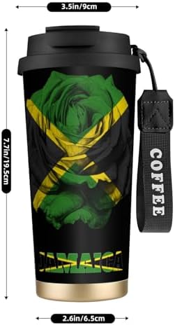 Vintage Rose Jamaica Jamaicans Flag Coffee Mug Tumbler with Lid and Straw Straws 16OZ Stainless Steel Vacuum Insulated Travel Cup Gift for Men Women