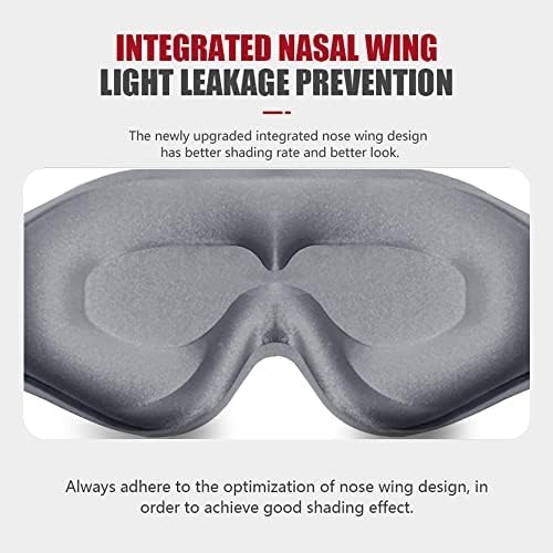 Sleep Mask, 3D Deep Contoured Eye Covers for Sleeping, 99% Block Out Light Eye Mask, Zero Pressure Cup Blindfold for Men Women, with Adjustable Strap for Sleeping, Yoga, Traveling (Grey)