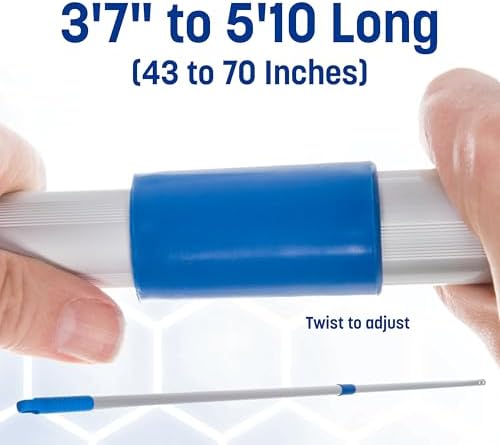 Carlisle FoodService Products Telescopic Mop Handle for Flat Head Mops for Floor Cleaning, Home, Kitchen, Restaurants, Office, And Janitorial Use, Aluminum, 43 - 70 Inches, Silver