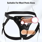 Double Penetration Strap On Harness Pants Adult Anal Sex Toy with Double Hole for Male Couples Adjustable Wearable Dildo Pants BDSM Sex Restraint with Two O Rings Universal for Different Penis Sizes