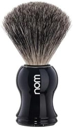 MHLE NOM Gustav Shaving Brush | Pure Badger Shave Brush for Shaving Soaps and Creams | Exfoliating Shaving Brush | Black Handle