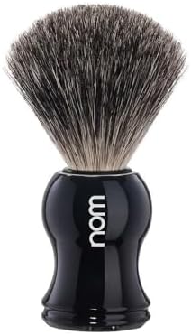 MHLE NOM Gustav Shaving Brush | Pure Badger Shave Brush for Shaving Soaps and Creams | Exfoliating Shaving Brush | Black Handle