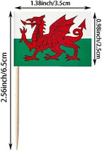 stidsds 100 Pcs Welsh Flag Welsh Toothpick Flags Mini Small Welsh Cupcake Toppers Stick Flags Banner Country Party Cocktail Fruit Decoration