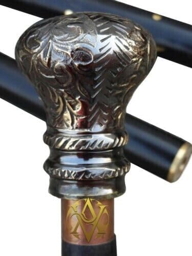 Vintage Antique Designer Walking Cane | Stylish Luxury Victorian Wooden Stick | Brass Knob Handle | Gifts for Men and Women