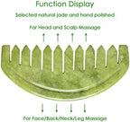 TEONEI Jade Head Massage Comb - Natural Jade Stone Scalp Massager (3.14x1.57x0.16 inch)