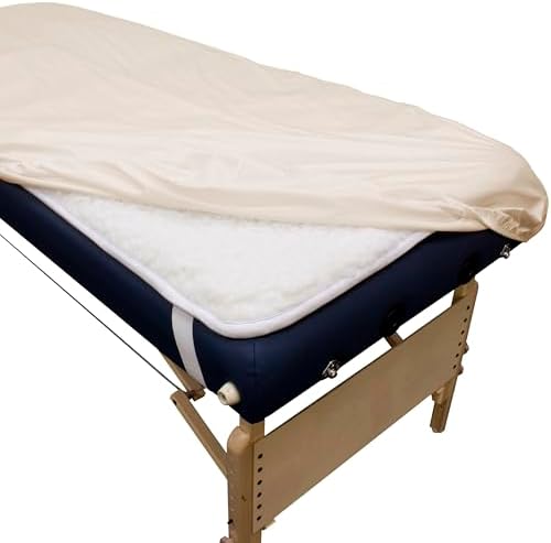 Body Linen Massage Table Cover - Reusable Barrier with Wipe Clean Surface. Waterproof PUL Material, Machine Washable. Protects Massage Table, Warmer and Pad - 1 Pack - Natural